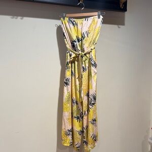Dress Forum Yellow and Black Leaf Print Dress